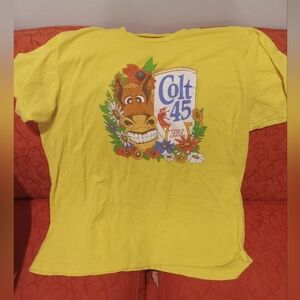 Vintage Colt 45 Brand Yellow T Shirt Size XL 100% Cotton
